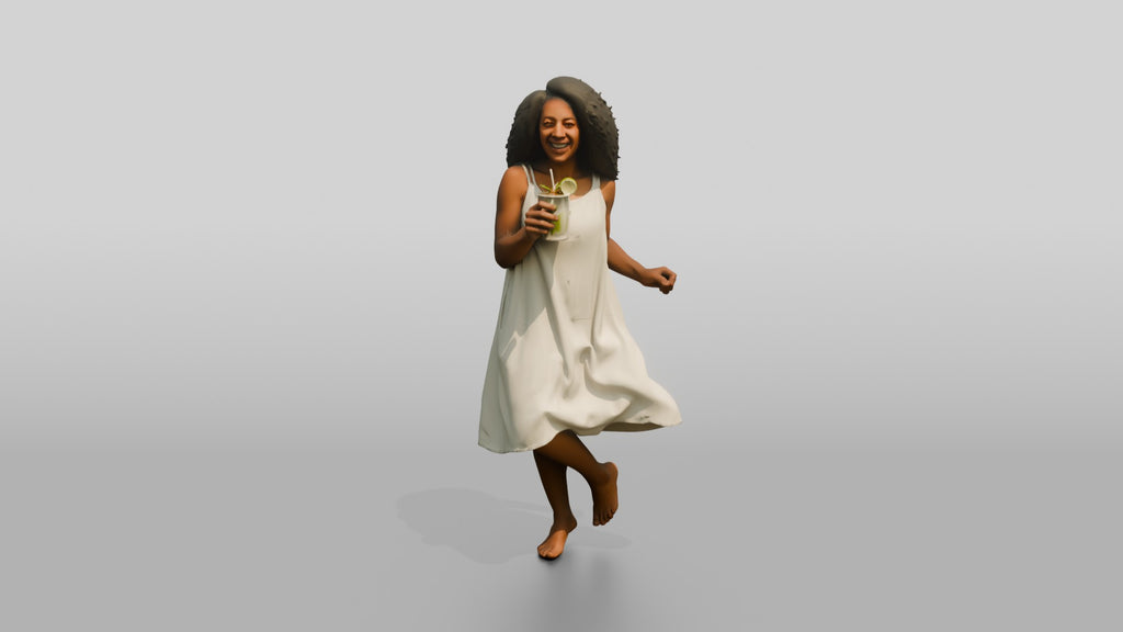 Woman Dancing in a White Dress