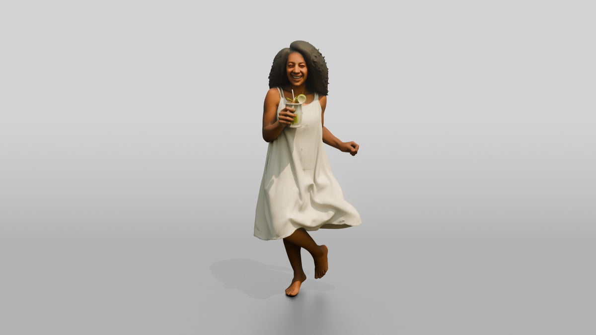 Woman Dancing in a White Dress - 3D character model, view 5