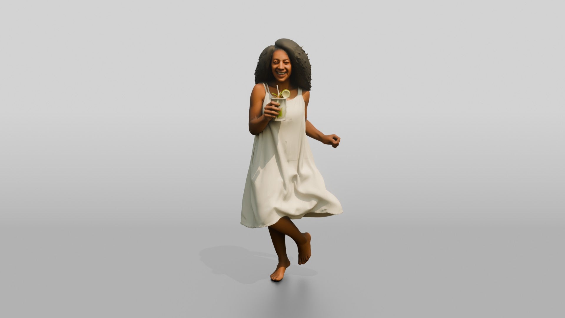 Woman Dancing in a White Dress