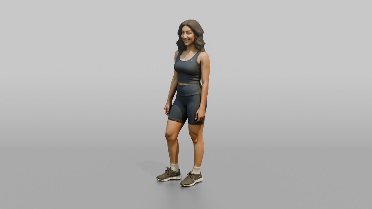 Fitness Influencer Woman Standing Confidently, Arms Relaxed - 3D character model, view 4