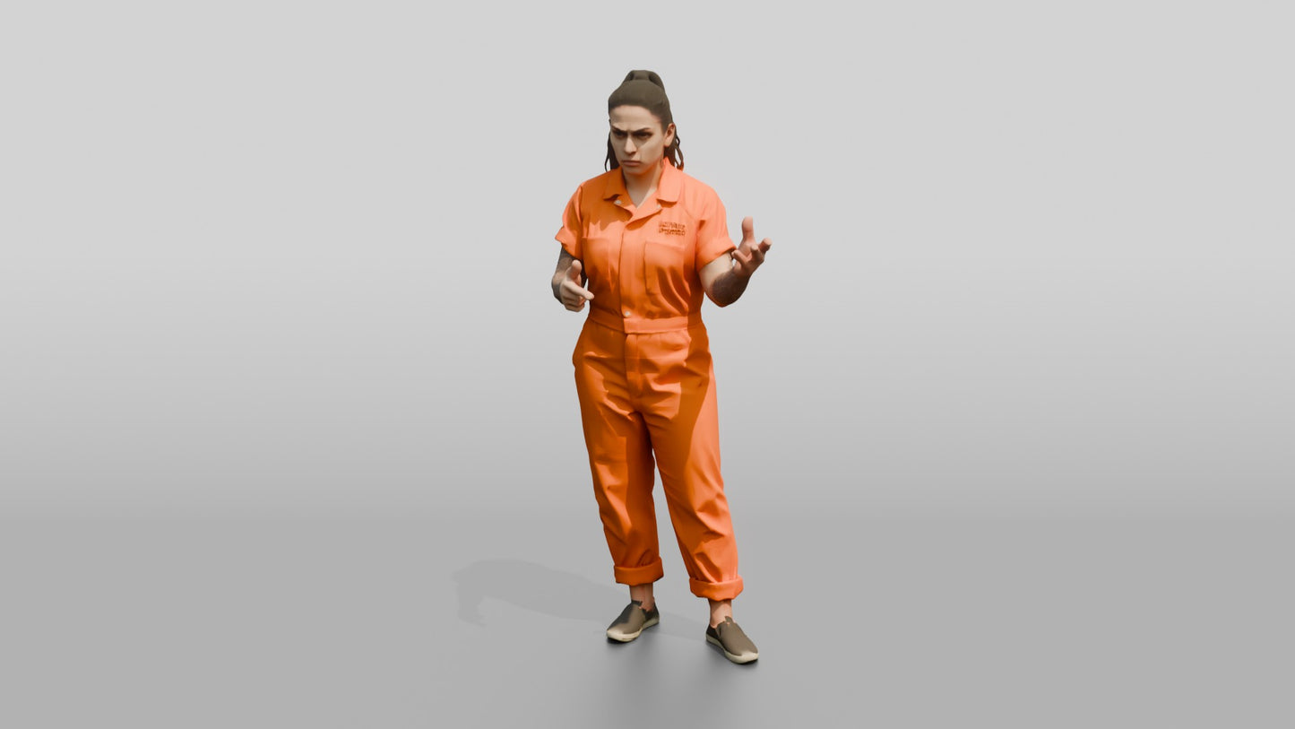 Middle Eastern Female Prisoner in an Orange Jumpsuit