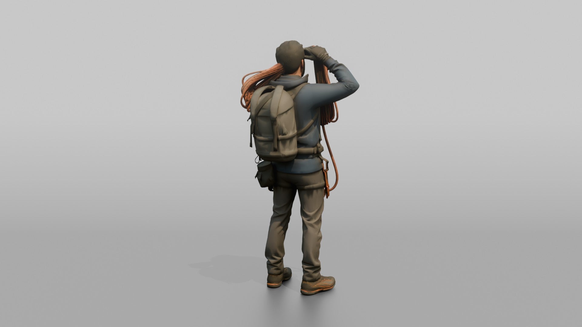 Mountaineer Slinging a Rope Over His Shoulder