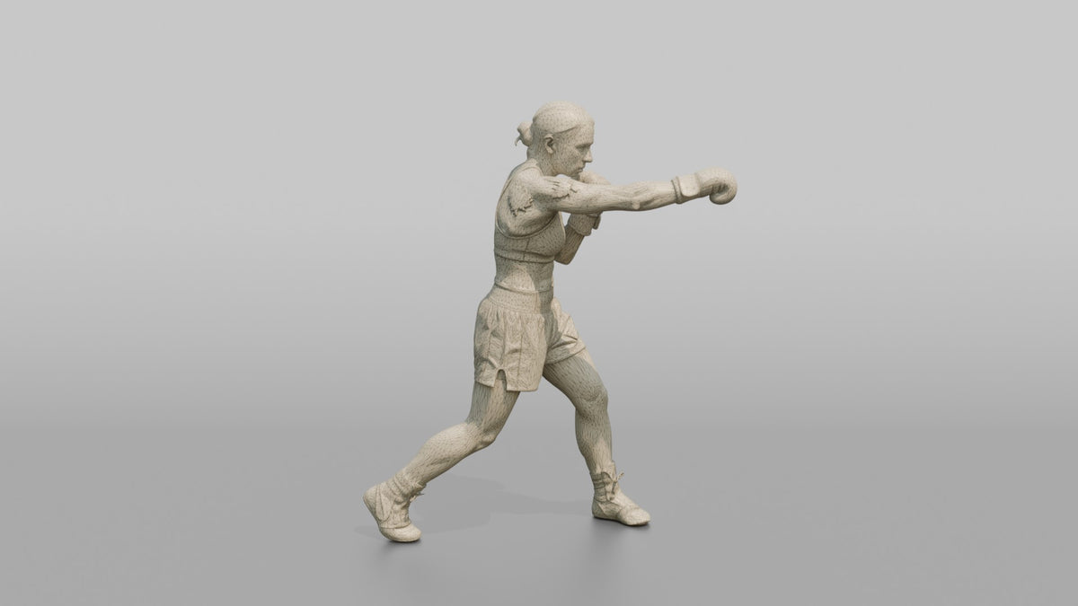 Boxer Stiff Jab to Keep Distance - wireframe topology preview