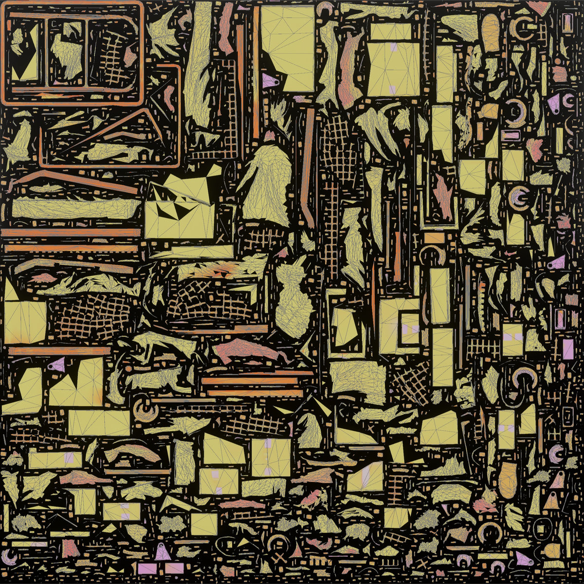 Man Stock Clerk Pushing A Flatbed Cart Loaded With Boxes - UV layout, metallic roughness map