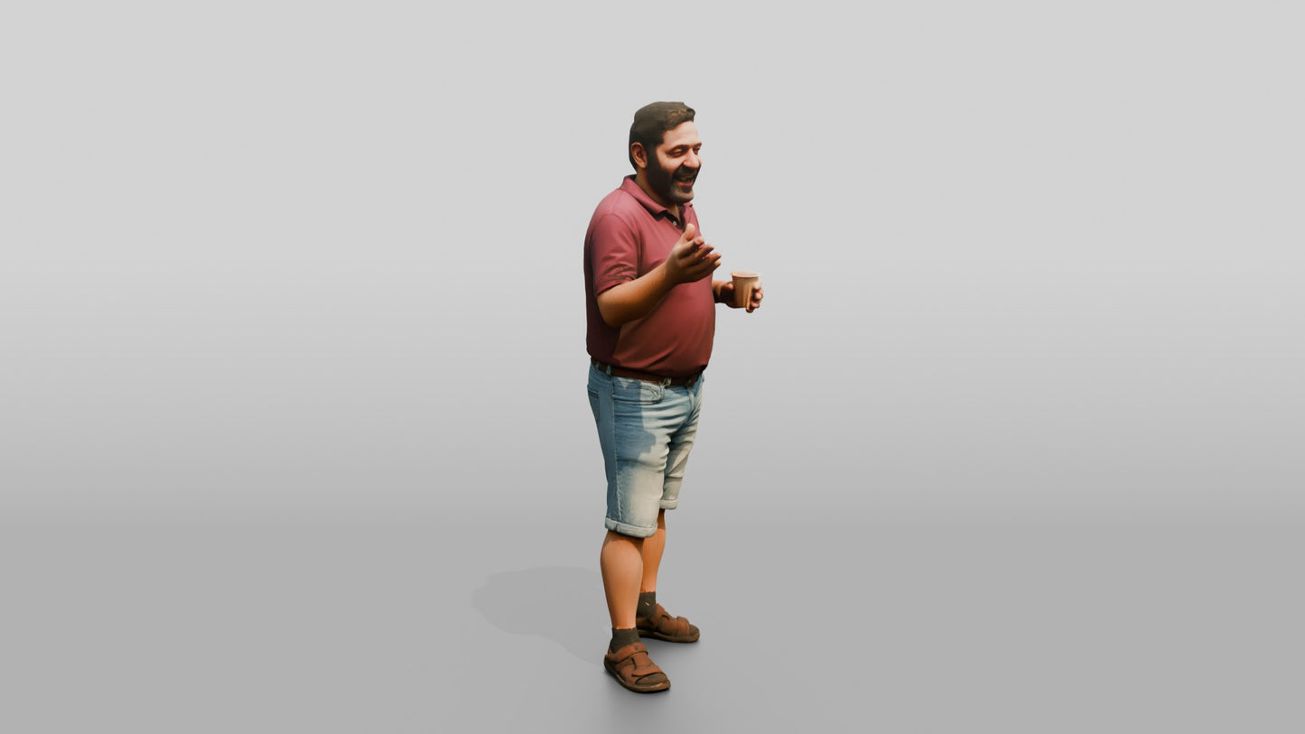 Plus-Size Maltese Man Laughing During a Conversation