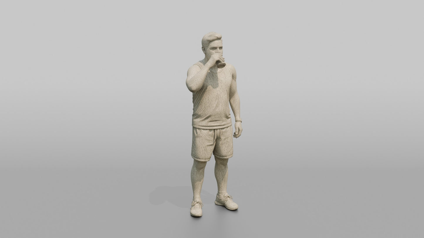 Vacationer Wearing Casual Tank Top And Athletic Shorts
