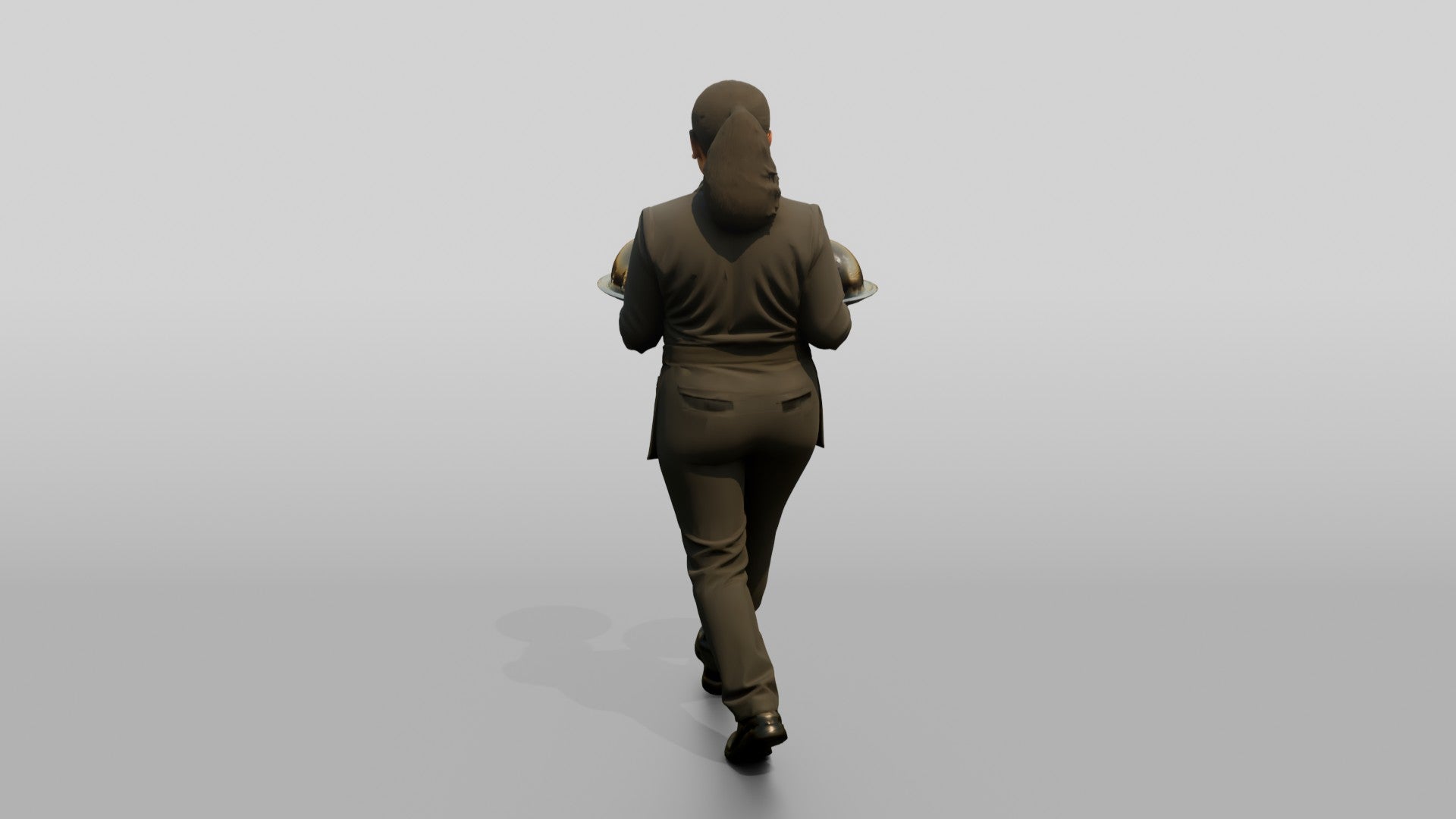 Food Runner Carrying Covered Plates