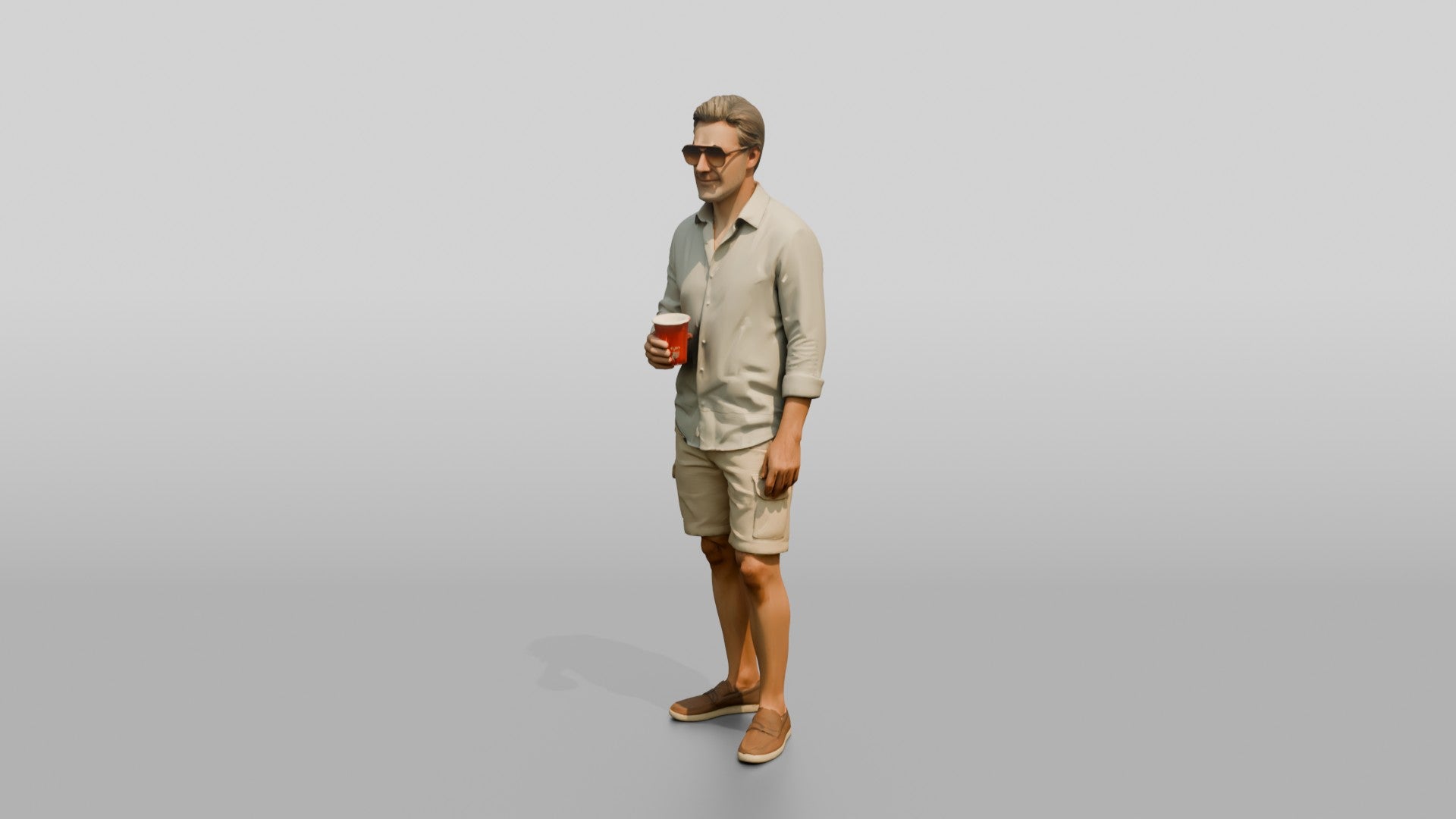 Older Hippie in Sunglasses with a Drink