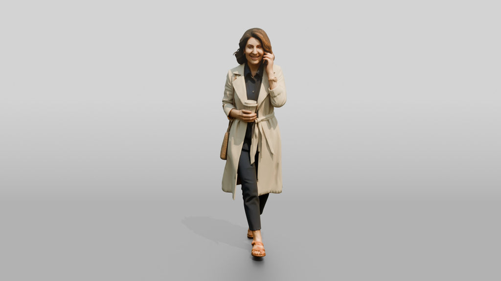 Slim Middle-Aged Persian Woman in a Linen Trench Coat