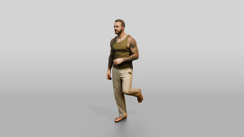 Tattooed Man Standing Casually