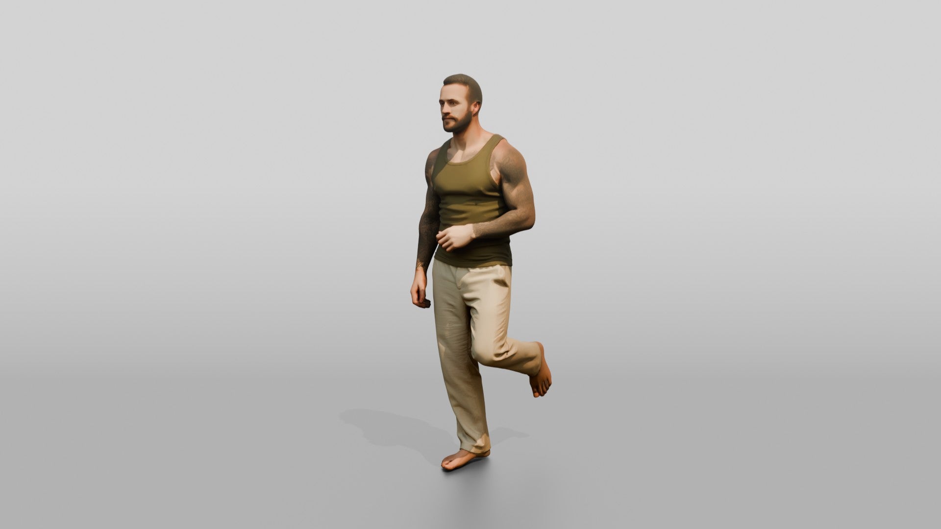 Tattooed Man Standing Casually