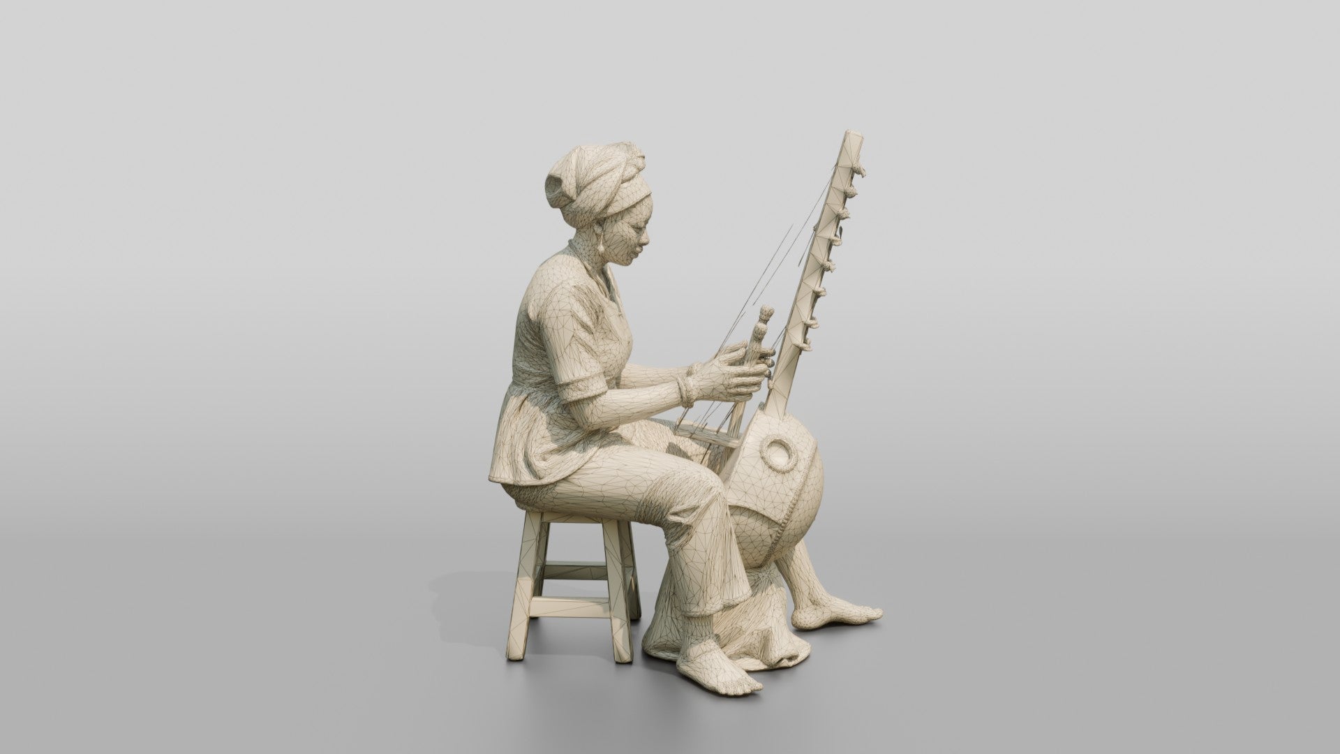 Kora Player Plucking Harp-Lute
