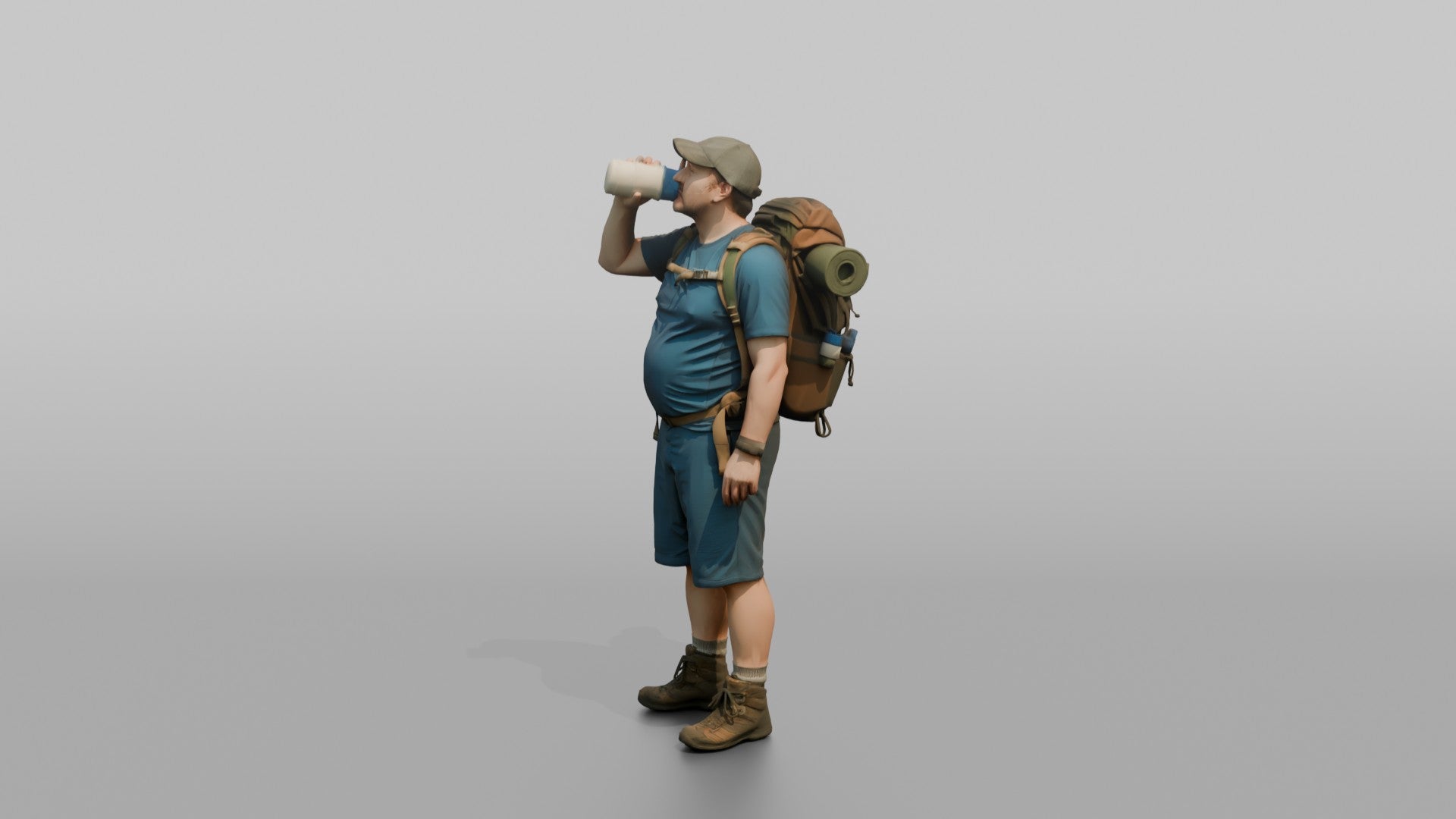 Hiker Drinking from a Large Sports Bottle