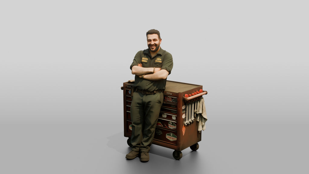 Mechanic Leaning on a Tool Chest