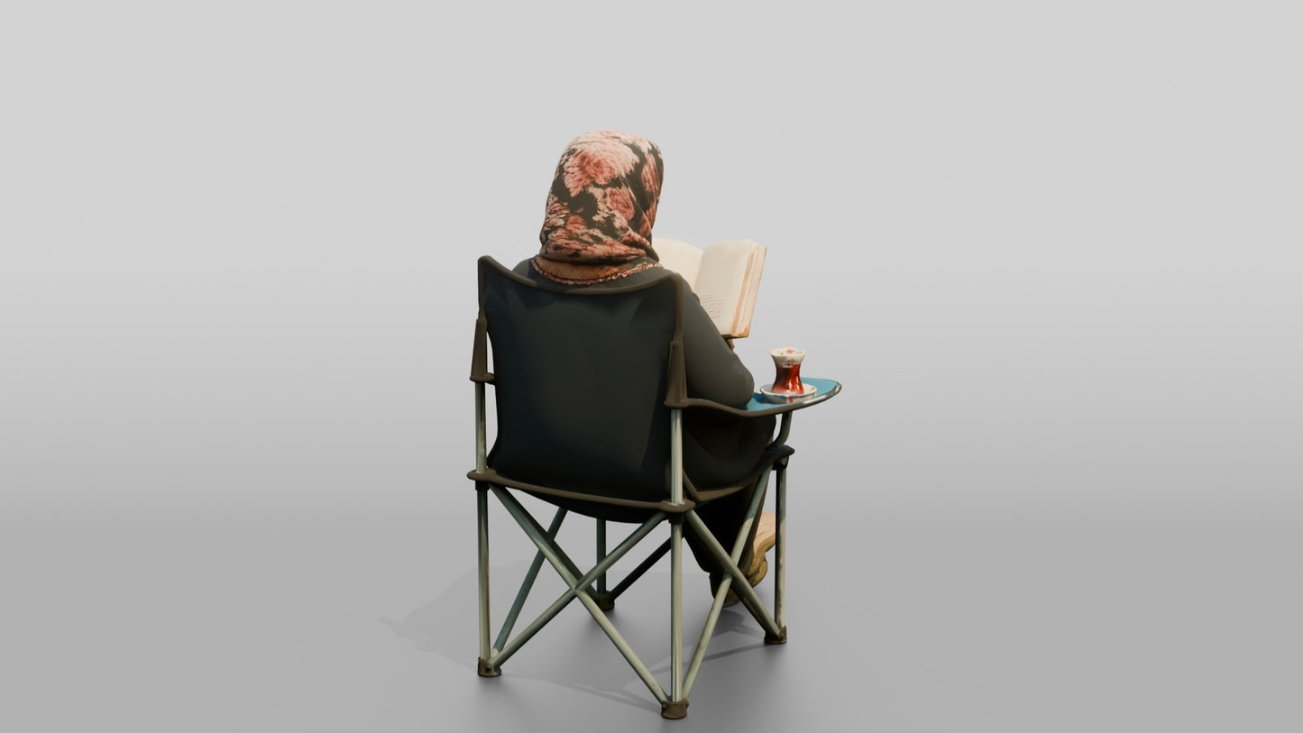 Elderly Woman Reading with Tea