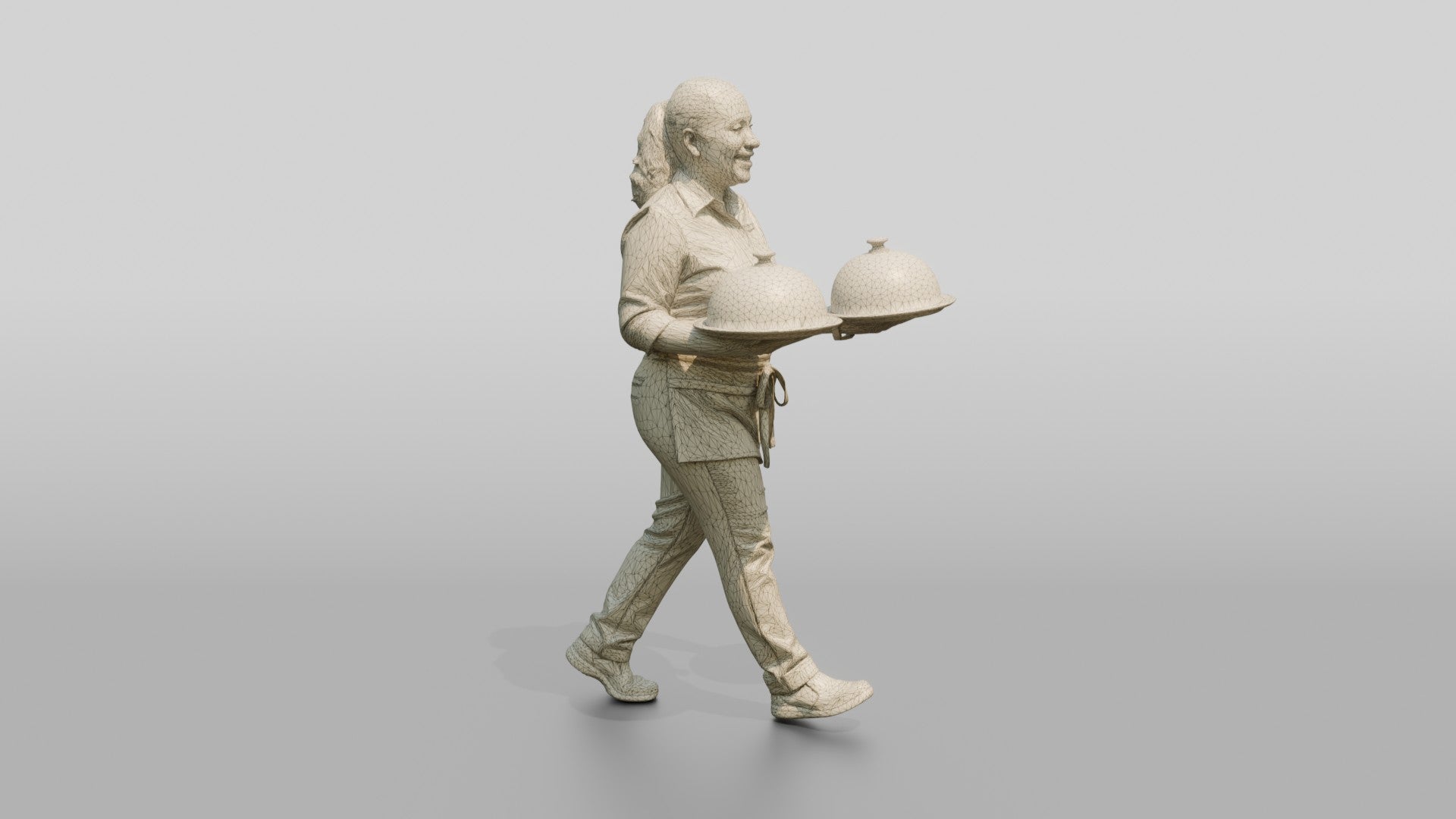 Food Runner Carrying Covered Plates