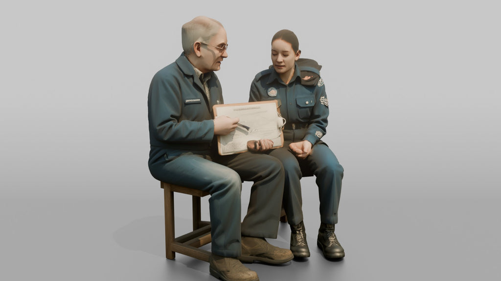 Engineer Explaining a Schematic to a Cadet