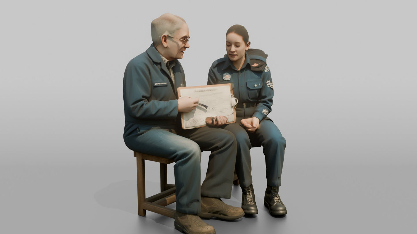 Engineer Explaining a Schematic to a Cadet