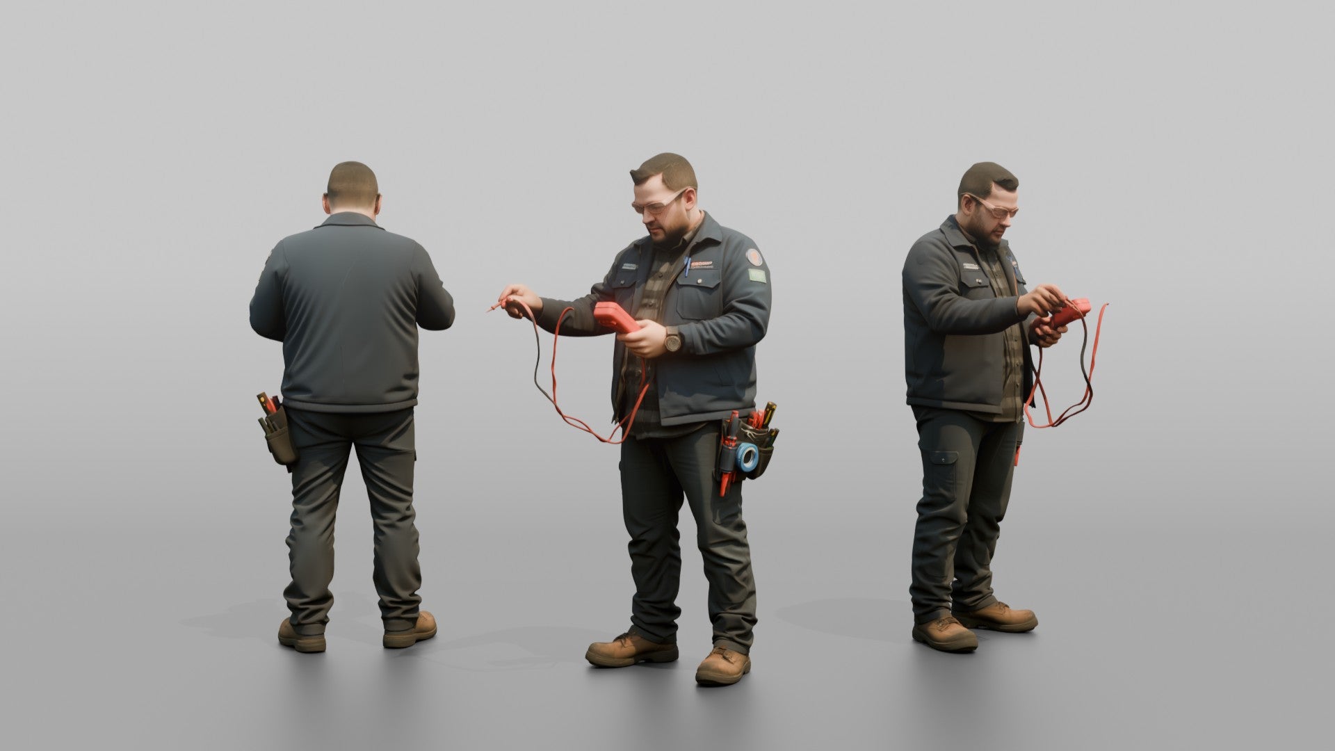 Electrical Engineer Testing Wires with a Multimeter