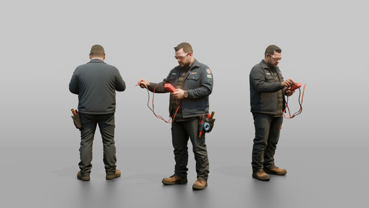 Electrical Engineer Testing Wires with a Multimeter