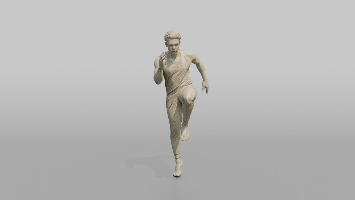 Fitness Influencer Man Doing A High Knee In Place - wireframe topology preview
