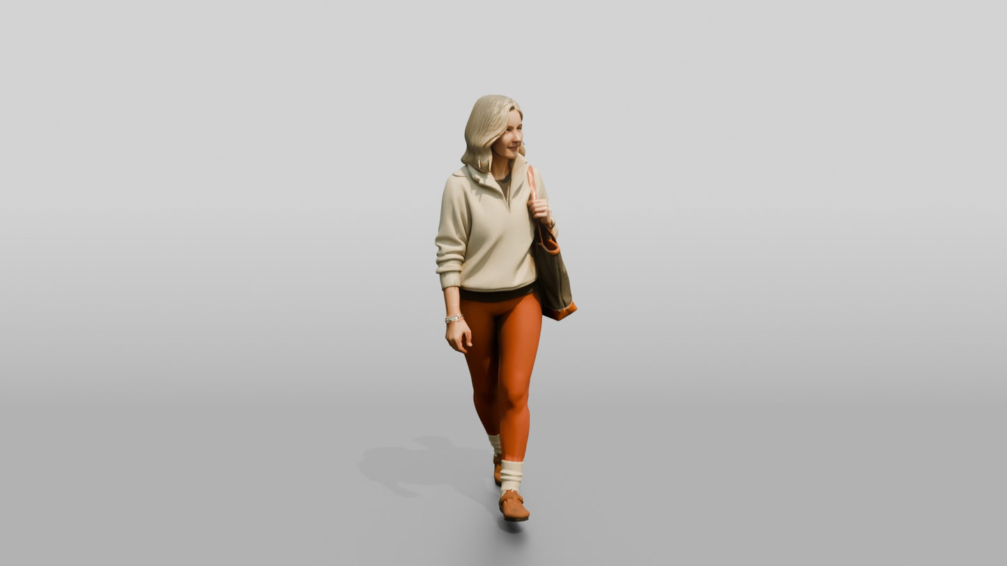 Walking Senior Woman with Mat