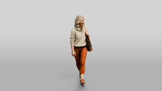 Walking Senior Woman with Mat - 3D character model, view 1