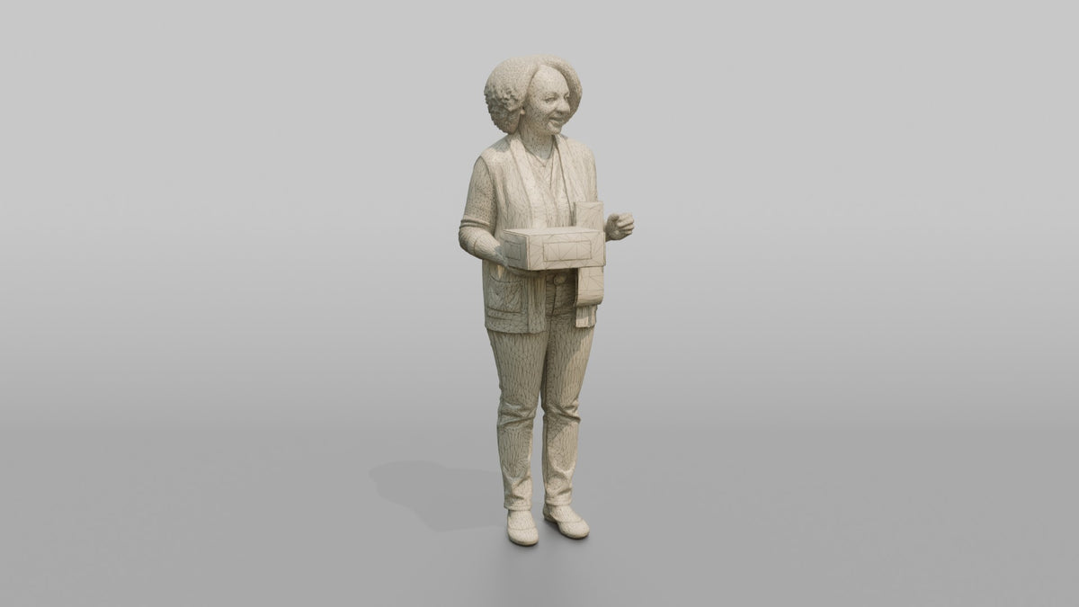 Woman Customer Holding A Return Item And A Printed Receipt - wireframe topology preview
