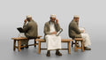 Elderly African Man Reading a Tablet on a Bench