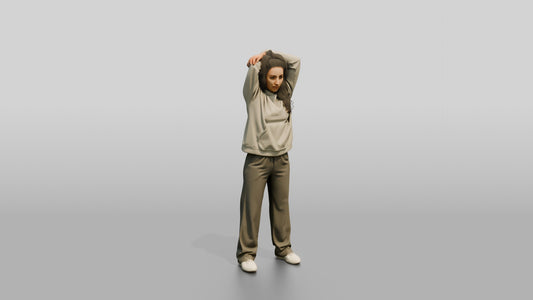 Woman Stretching Triceps Overhead - 3D character model, view 1