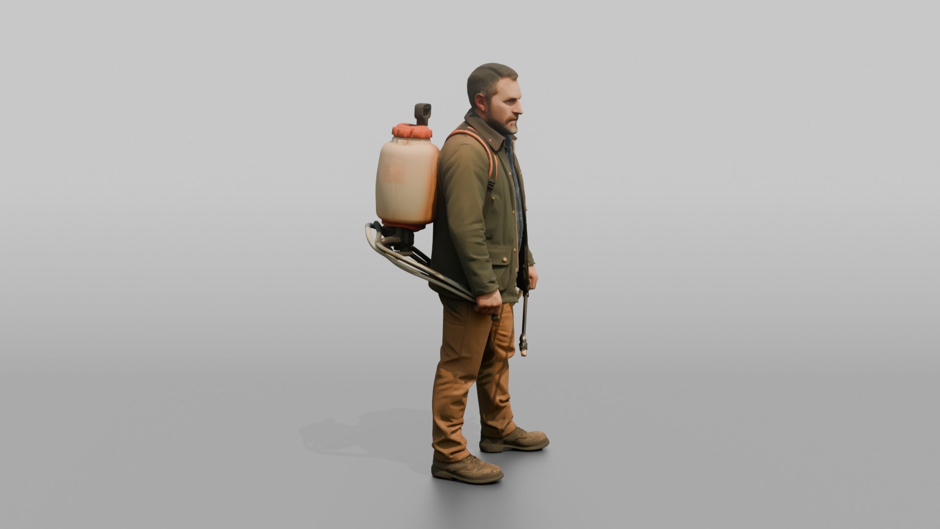 Farmer Carrying Pressurized Pesticide Backpack Sprayer