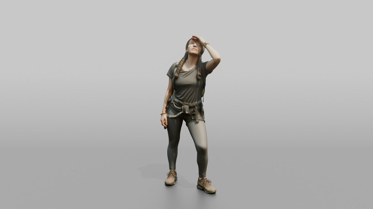 Scrambler Looking Up at an Overhead Wall - 3D character model, view 4