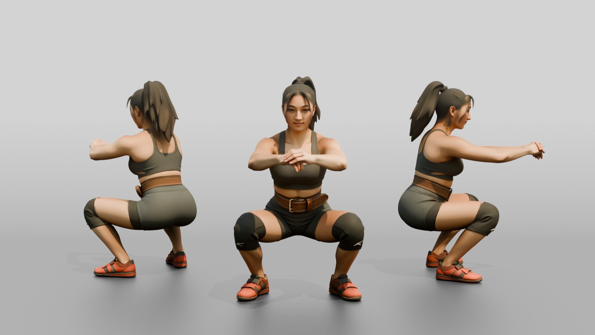 Woman in Squat with Knee Sleeves