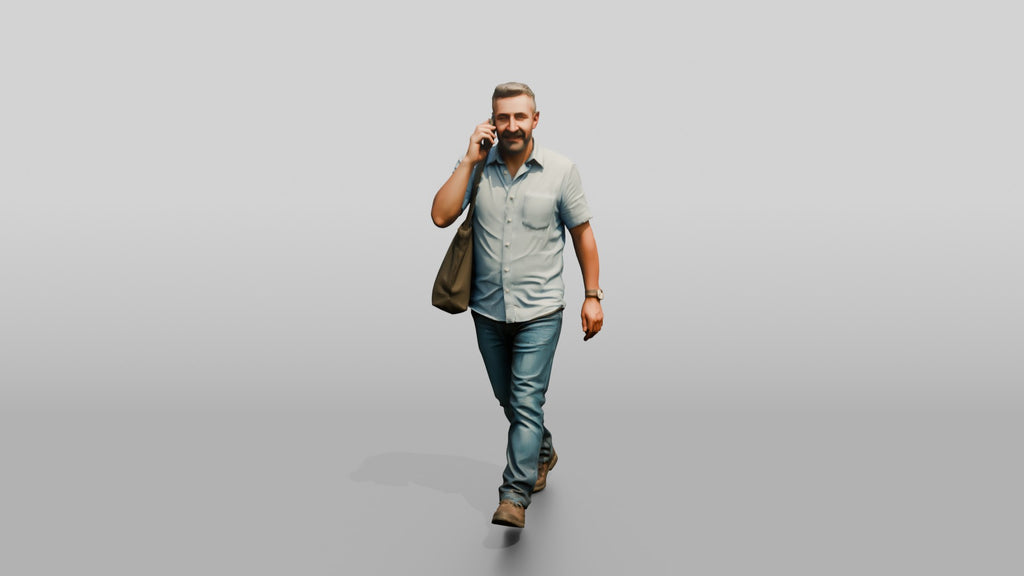 Middle-Aged Turkish Man Talking on His Phone