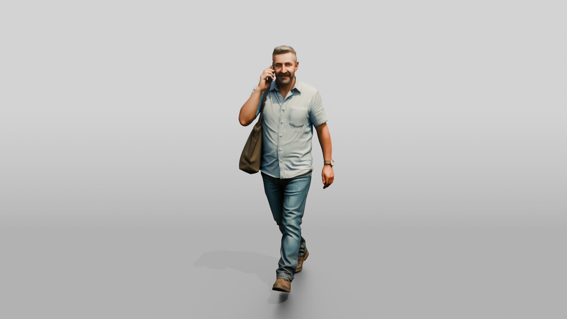 Middle-Aged Turkish Man Talking on His Phone