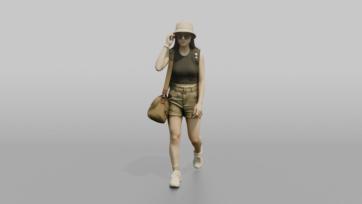 Traveler Putting On Sunglasses In Terminal - 3D character model, view 5