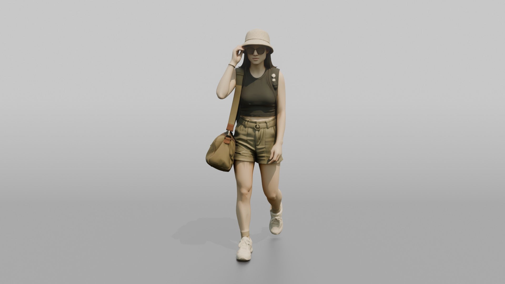 Traveler Putting On Sunglasses In Terminal