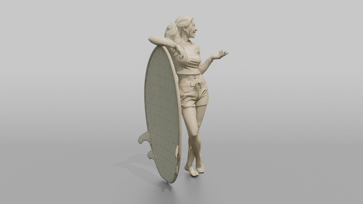 Surfer Leaning on Her Surfboard