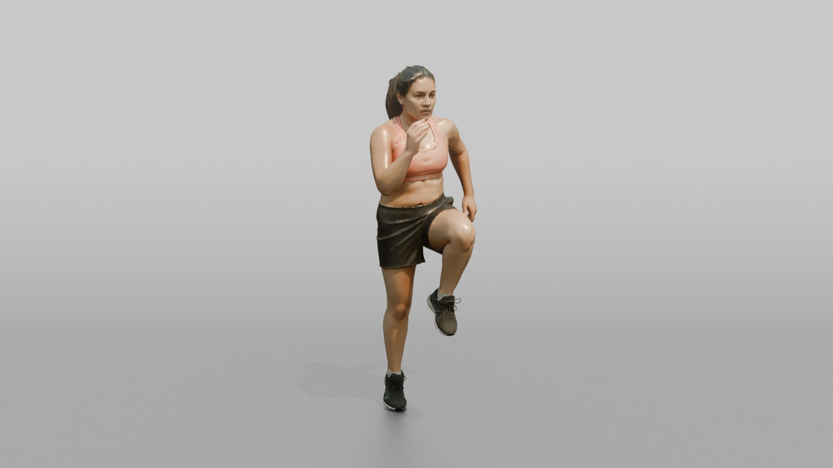 Cardio Athlete Woman Doing High Knees In Place - 3D character model