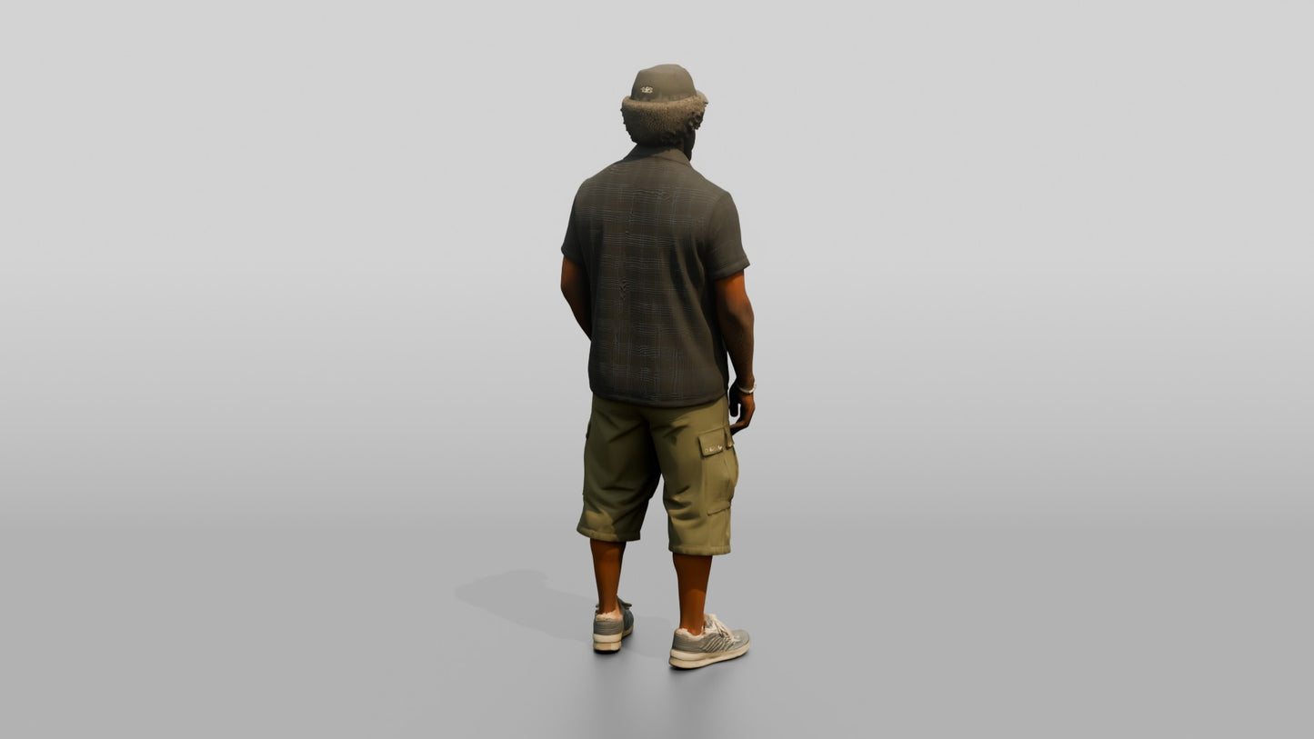 African-American Man Posing Confidently on the Boardwalk