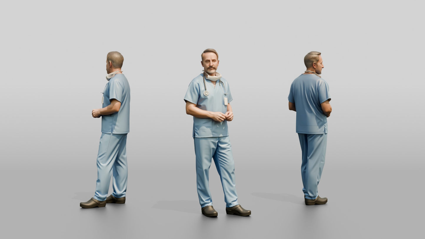 Middle-Aged White Man Doctor Leaning