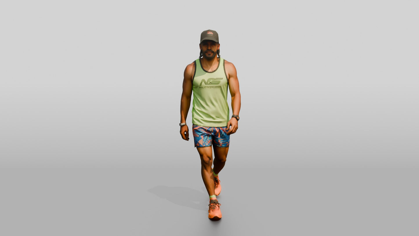 Afro-Latino Man in Neon Athletic Singlet