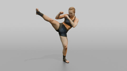 Kickboxer Axe Kick Downward - 3D character model, view 1