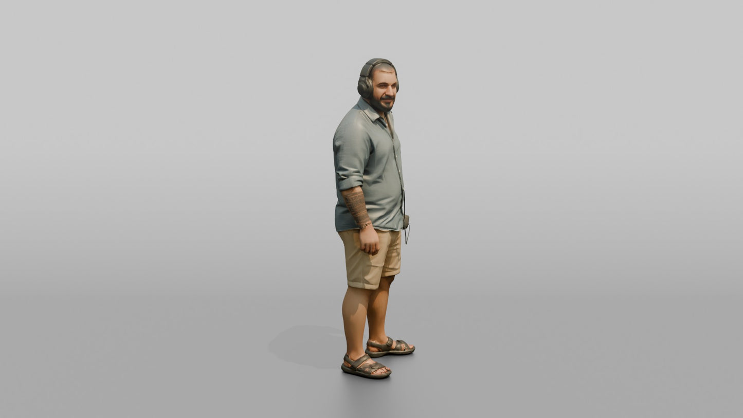 Vacationer Wearing Breezy Button Up Shirt And Khaki
