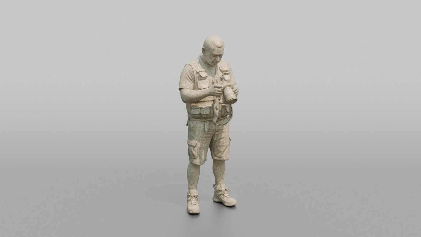 Vacationer Wearing Tactical Travel Vest And Shorts