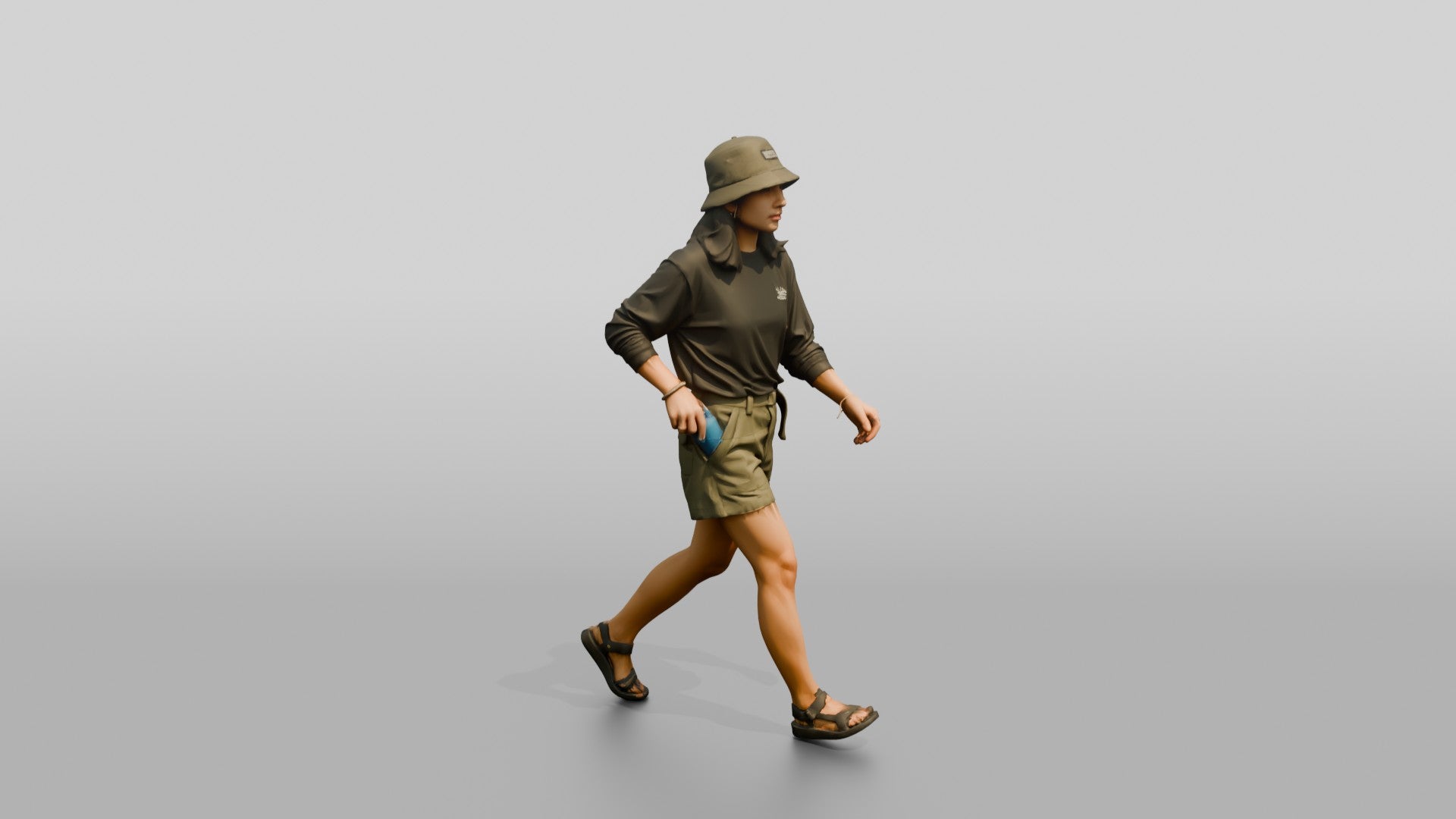 Woman Slipping Water Bottle Into Pocket