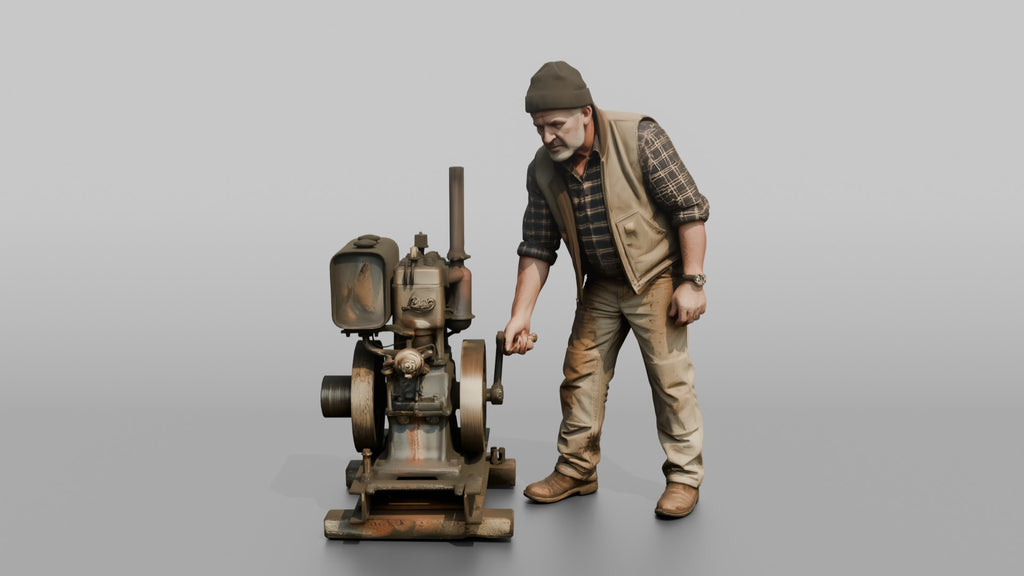 Farmer Starting Older Utility Engine