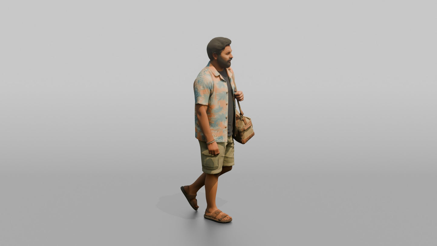 Vacationer Wearing Bright Casual Shirt