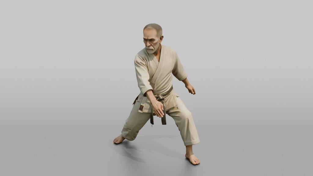 Karate Sensei Authoritative Downward Open-palm Block