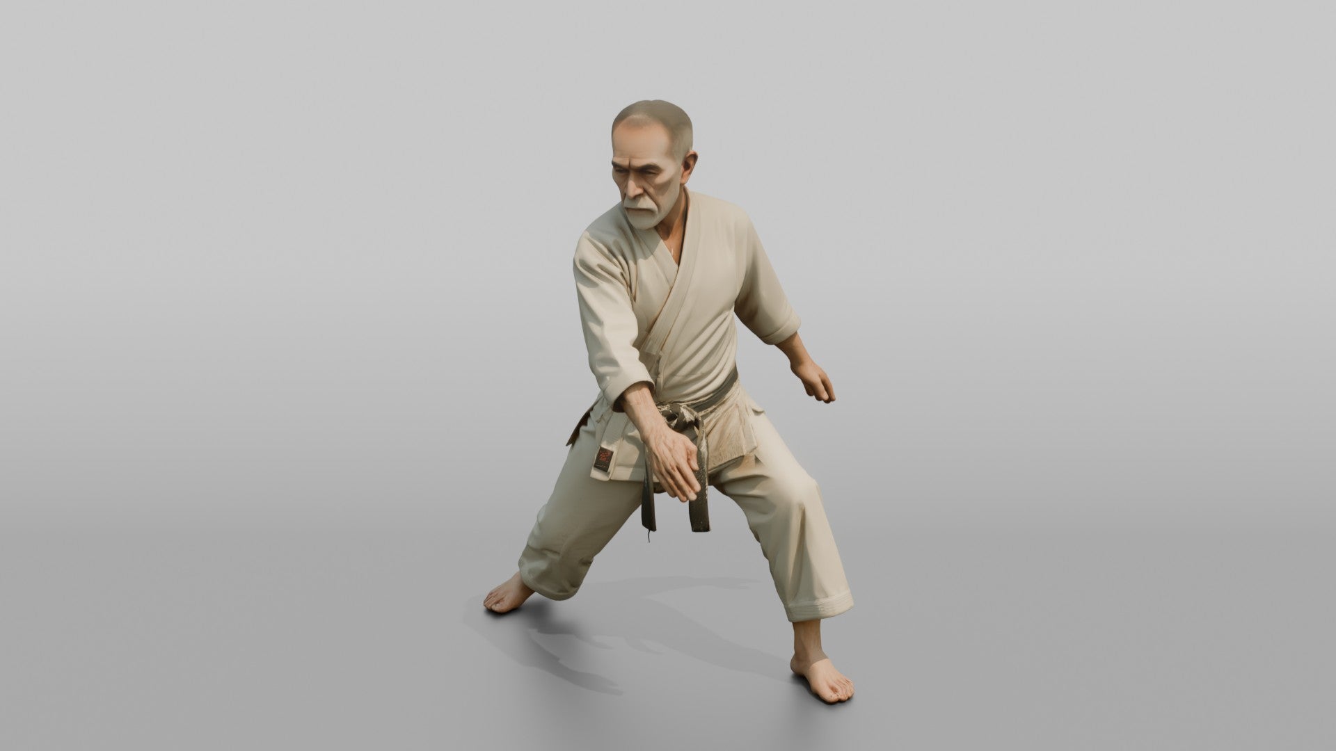 Karate Sensei Authoritative Downward Open-palm Block